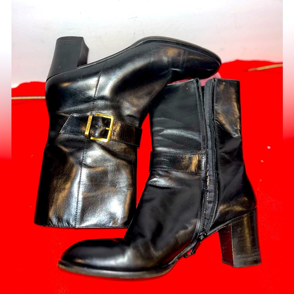 Salvatore Ferragamo Womens Leather Strappy Buckle Ankle Boots Brown Size 5.5